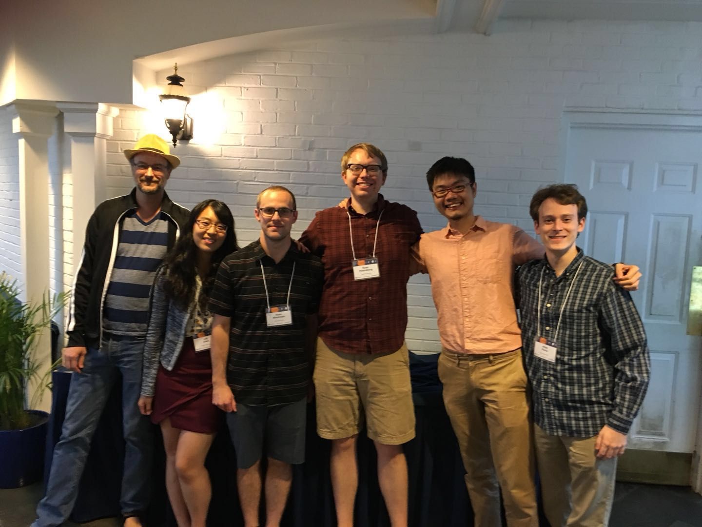 The Yale team at Penn State.
		Left to right: John Michael Brewer, Lily Zhao, Ryan Blackman, Ryan Petersburg, Joel Ong, Allen Davis.